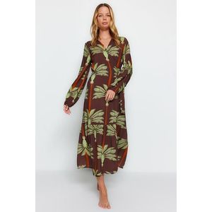 Trendyol Tropical Patterned Maxi Woven Kimono & Caftan obraz