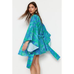 Trendyol Mini Woven Kimono & Kaftan with Belted Abstract Pattern obraz