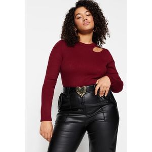 Trendyol Curve Plum Cut Out Detailed Crew Neck Thin Knitwear Sweater obraz