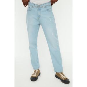 Trendyol modré pánské zničené džíny s volným střihem obraz