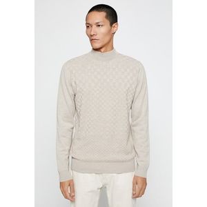 Koton Basic Knitwear Sweater Half Turtleneck Long Sleeved Geometric Pattern. obraz