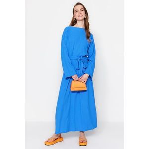 Trendyol Saxe Blue Belted Woven Dress obraz