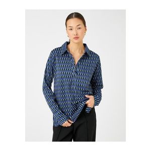 Koton Oversized Polo Neck T-Shirt with Long Sleeves obraz