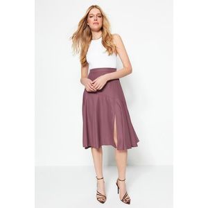 Trendyol Plum Midi Woven Skirt with a Slit Detailed obraz