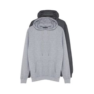 Trendyol Gray 2 Pack Regular/Normal Fit Basic Hooded Sweatshirt obraz