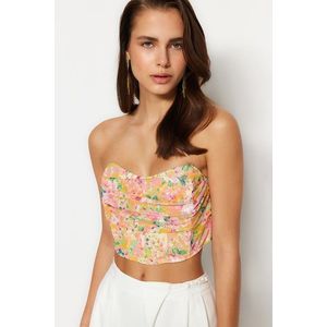 Trendyol Multicolored Floral Print Tulle Bustier obraz
