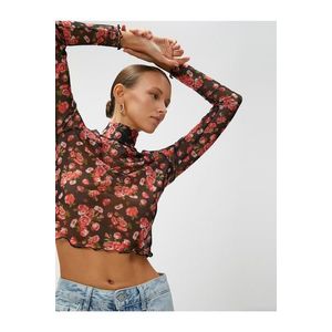 Koton průhledné květinové tričko Crop obraz
