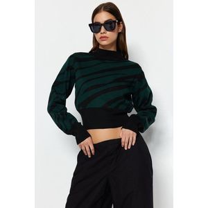 Trendyol Emerald Green Stand-Up Collar Knitwear Sweater obraz
