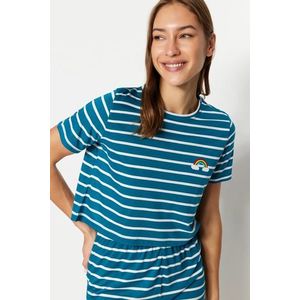 Trendyol Oil Rainbow Printed T-shirt-Shorts and Knitted Pajamas Set obraz