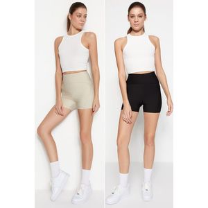 Trendyol Black-Stone 2-Pack Recovery Knitted Sports Shorts/Short Leggings obraz