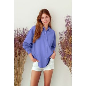 Trendyol Light Purple Single Pocket Boyfriend/Wide Fit Cotton Woven Shirt obraz