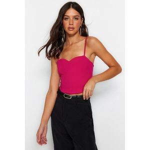 Trendyol Fuchsia Fitted Crepe Knitted Bustier with Crop Straps obraz