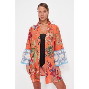 Trendyol květinový vzor s páskem mini-tkanina 100% bavlna kimono & kaftan obraz