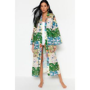 Trendyol květinový vzor s páskem maxi tkaný 100% bavlněný kimono a kaftan obraz