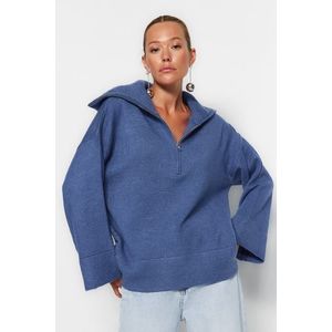 Trendyol Blue Wide Fit Soft Textured Basic Knitwear Sweater obraz
