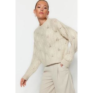 Trendyol Stone Wide Pattern Openwork/Hole Knitwear Sweater obraz