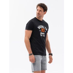 Ombre Men's printed cotton t-shirt - black obraz