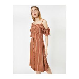 Koton Women's Brown Striped Dress obraz