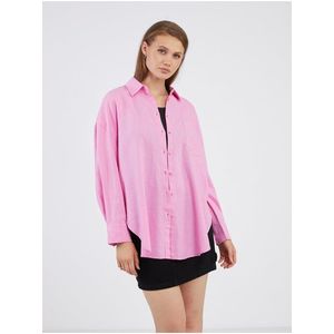 Růžová dámská lněná košile ONLY Corina - Dámské obraz