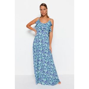 Trendyol Floral Pattern Maxi Woven Flounce Beach Dress obraz