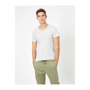Koton Pánské tričko Slim Fit Basic se 100% bavlněným výstřihem do V obraz