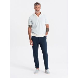 Pánské pletené kalhoty Ombre s elastickým pasem - námořnická modrá obraz
