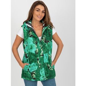 Zelená dámská péřová vesta s kapucí obraz