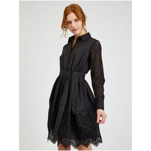 Orsay Černé dámské děrované košilové šaty se zavazováním - Dámské obraz