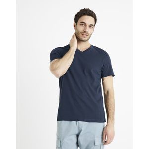 Tmavě modré pánské basic tričko Celio Debasev obraz