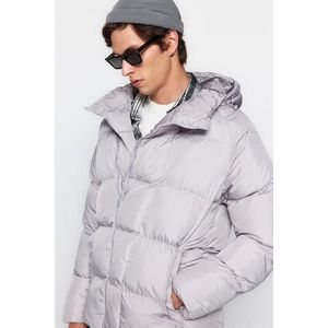 Trendyol světle šedá oversize větruodolná zimní bunda obraz