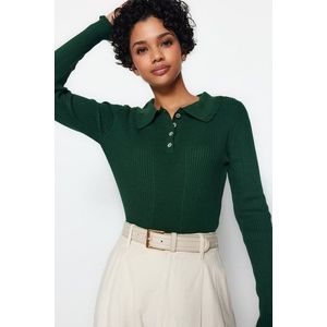 Trendyol Emerald Green Polo Collar Knitwear Sweater obraz