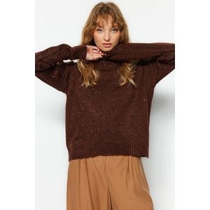 Trendyol hnědý měkký texturovaný pletený svetr Nope obraz