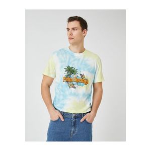 Koton tričko s lebkou, kulatým výstřihem, abstraktním potiskem a krátkým rukávem obraz