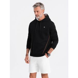 Ombre Men's hoodie with zippered pocket - black obraz