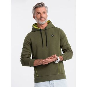 Ombre Men's hoodie with zippered pocket - olive obraz
