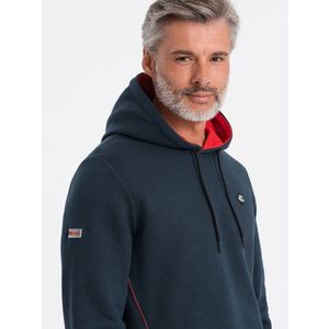 Ombre Men's hoodie with zippered pocket - navy blue obraz