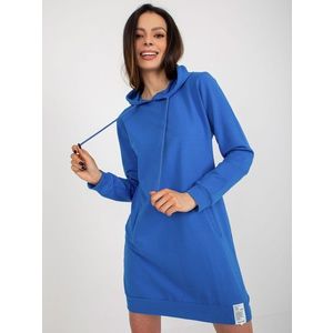 Tmavě modré mikinové basic šaty s kapucí obraz