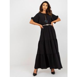 Černá letní sukně s volánem a elastickým pasem obraz