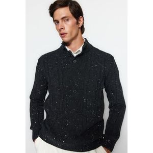 Trendyol Anthracite Regular Fit Buttoned Turtleneck Nopple Knitwear Sweater obraz