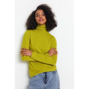 Trendyol Oil Green Premium / Special Yarn High Neck Basic Knitwear Sweater obraz