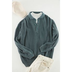 Trendyol Unisex Oil Oversize Fit Wide fit Polo Collar Anti-Pilling Basic Knitwear Sweater obraz