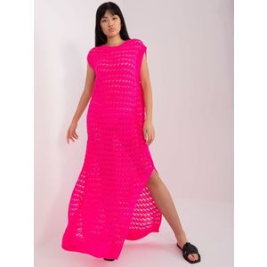Fluo růžové letní pletené šaty bez rukávů obraz