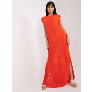Oranžové pletené šaty vestového střihu obraz