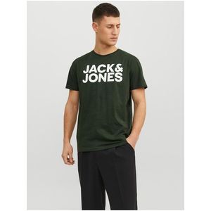 Tmavě zelené pánské tričko Jack & Jones Corp - Pánské obraz