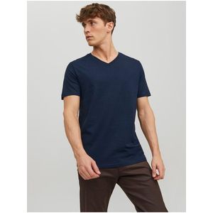 Tmavě modré pánské basic tričko Jack & Jones Organic - Pánské obraz