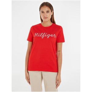 Červené dámské tričko Tommy Hilfiger - Dámské obraz
