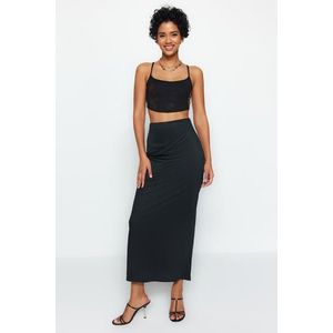 Trendyol Black Maxi High Waist Flexible Knitted Skirt obraz