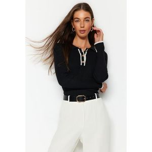 Trendyol Černý prémiový/speciální pletený svetr z příze obraz