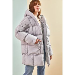 Dámský nadměrný nadýchaný kabát Bianco Lucci s dvojitými kapsami a kapucí obraz