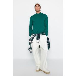 Trendyol Emerald Green Slim Fit Half Turtleneck 100% Cotton Basic Sweater obraz